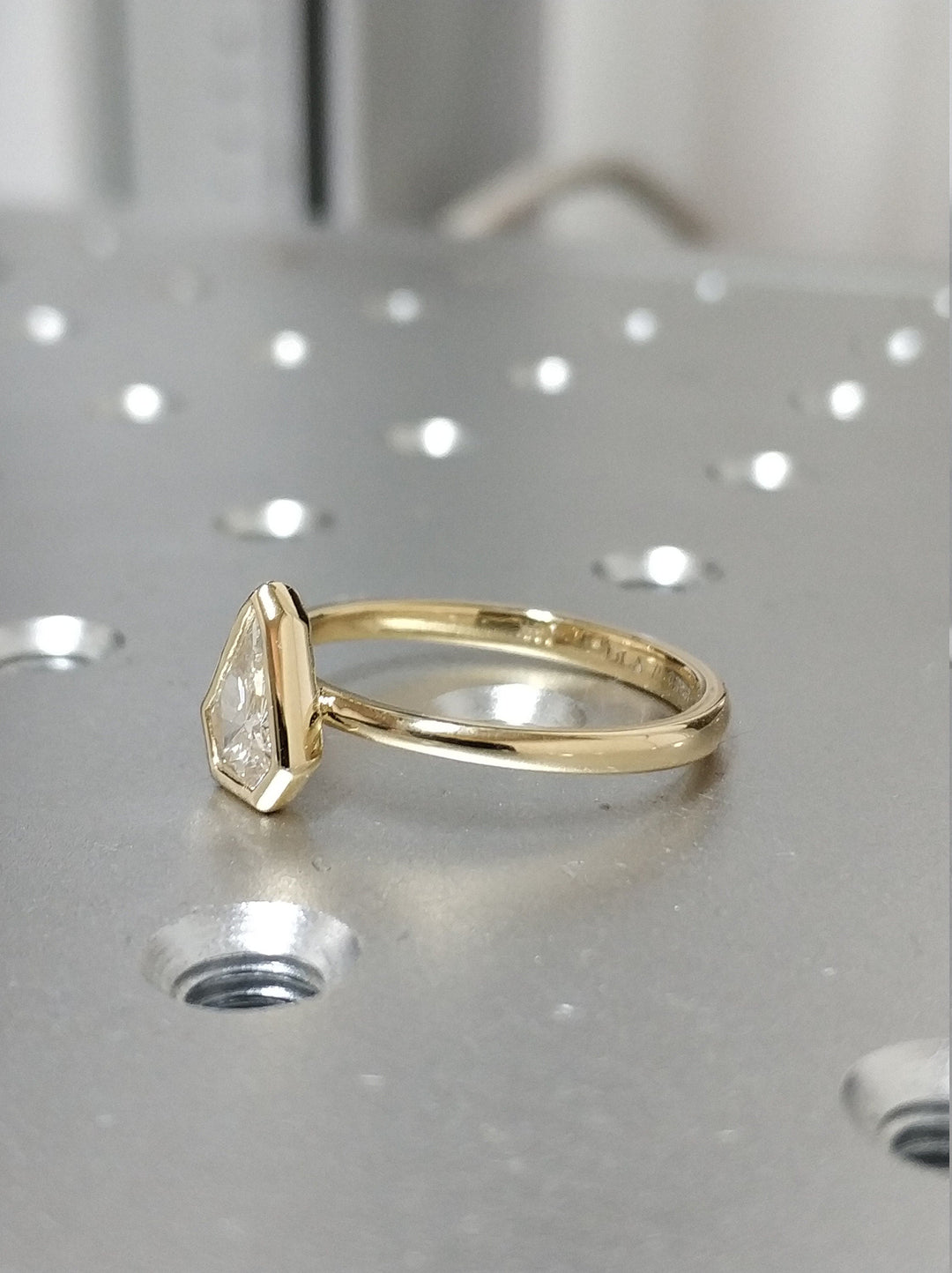 1.0CT Kite Cut Bezel Set Lab Grown Diamond Unique Engagement Ring For Women