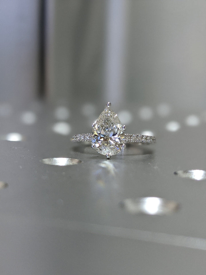 2.0CT Pear Cut Pave Lab Grown Diamond Engagement Ring Pretty Engagement Rings