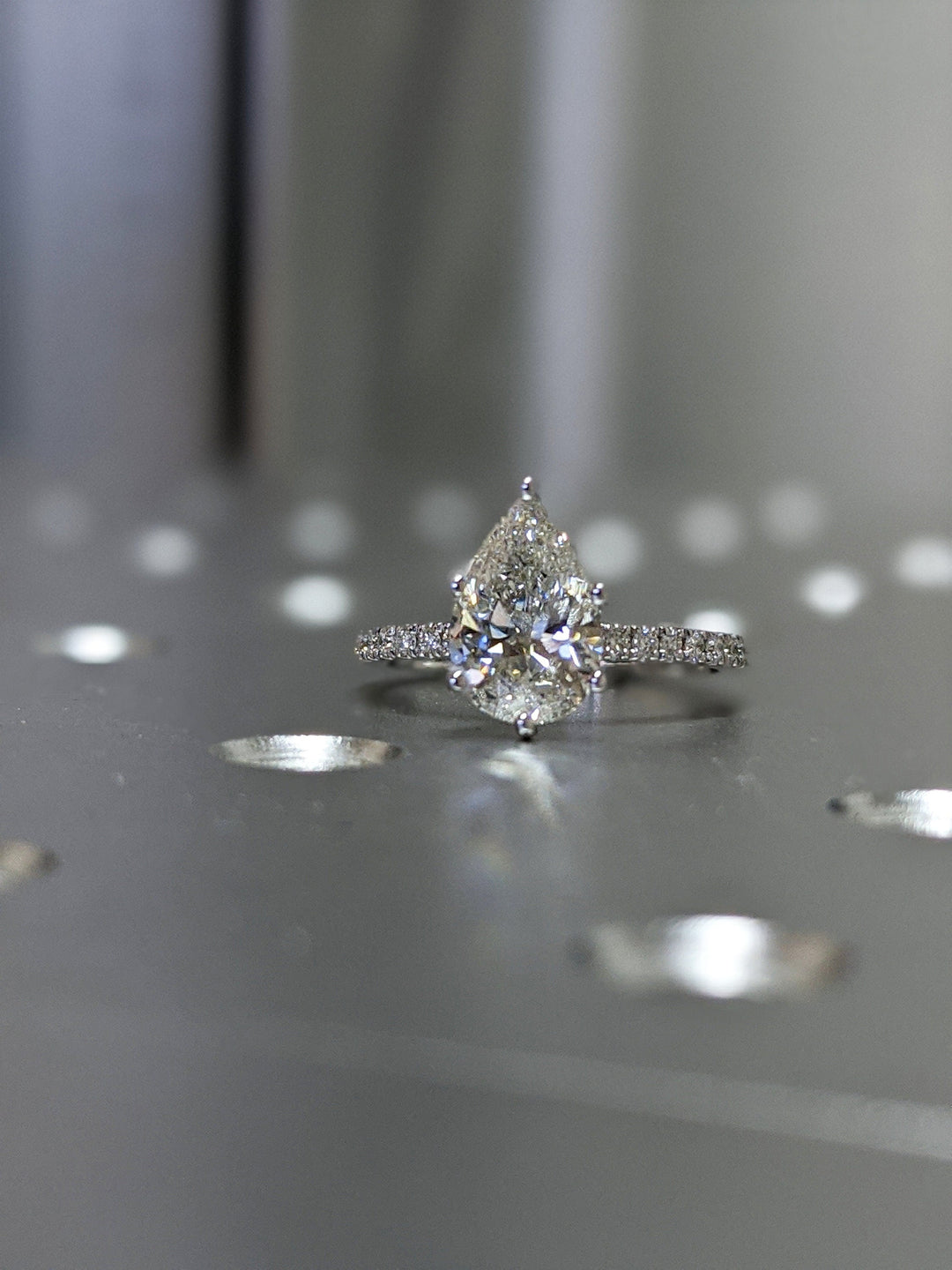2.0CT Pear Cut Pave Lab Grown Diamond Engagement Ring Pretty Engagement Rings
