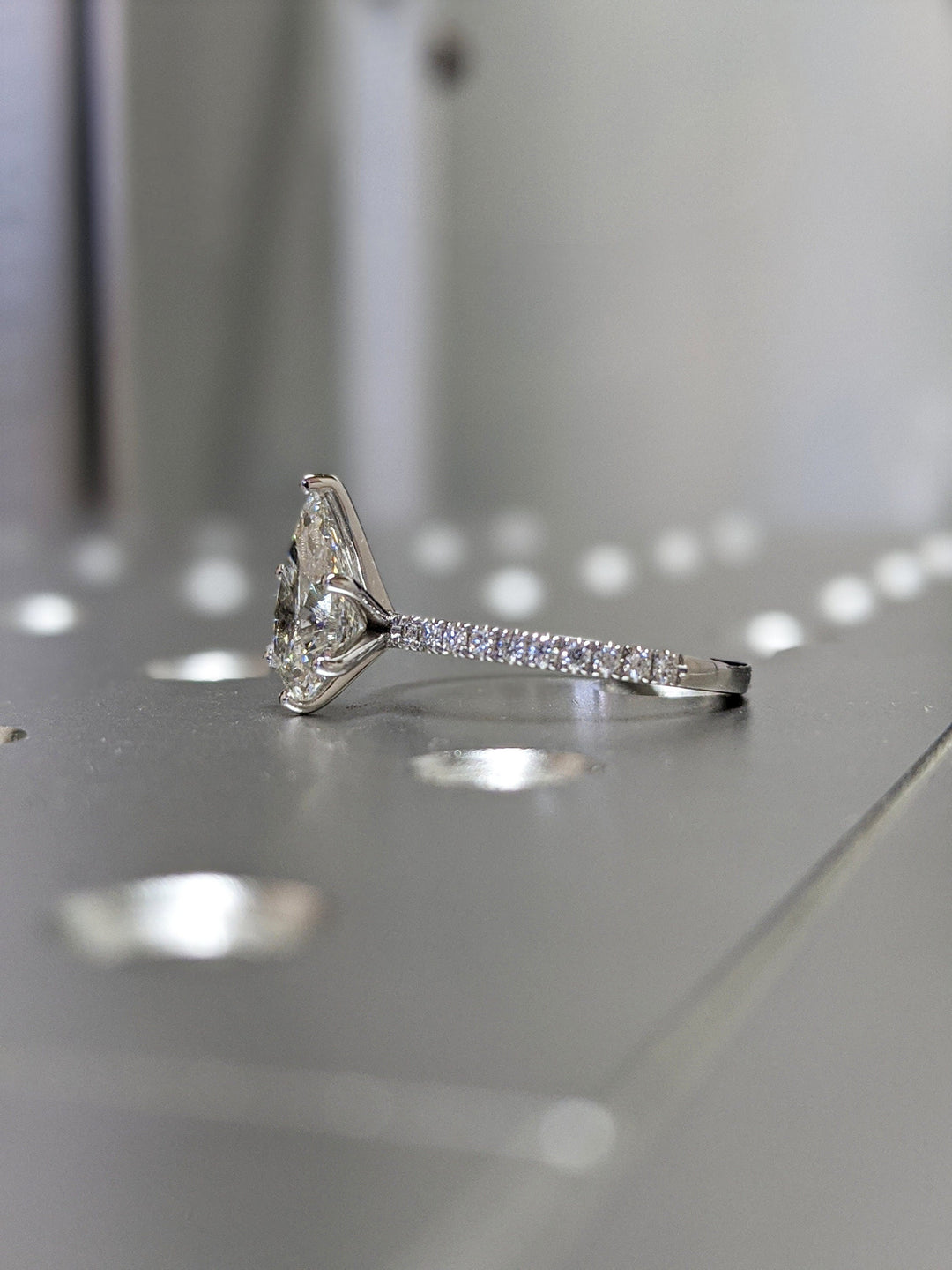 2.0CT Pear Cut Pave Lab Grown Diamond Engagement Ring Pretty Engagement Rings