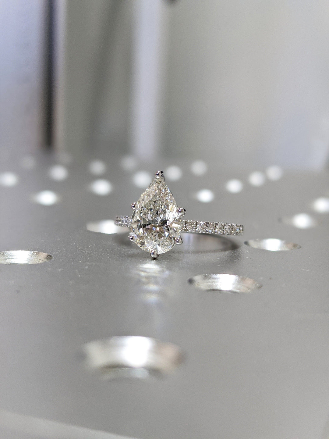 2.0CT Pear Cut Pave Lab Grown Diamond Engagement Ring Pretty Engagement Rings