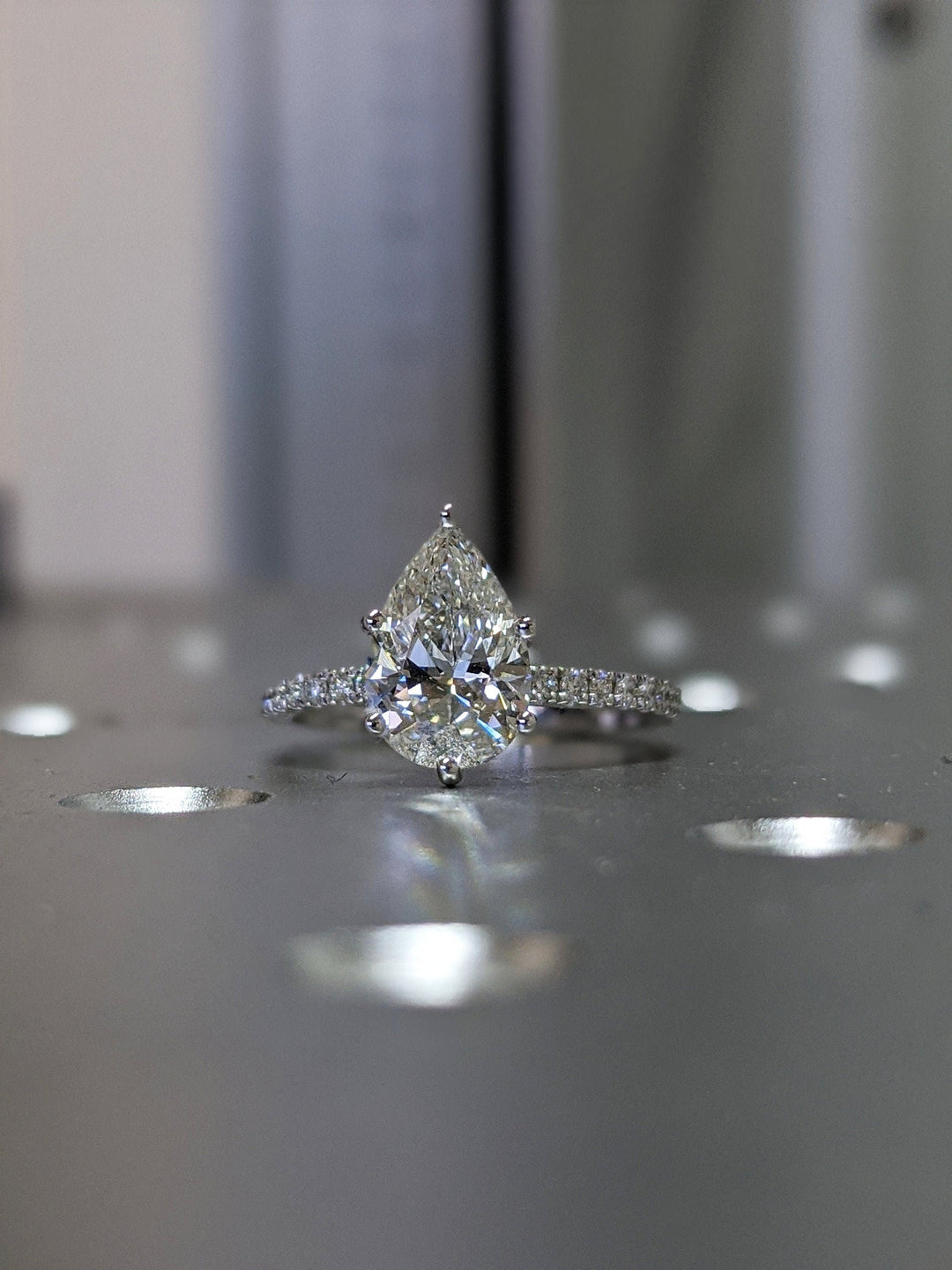 2.0CT Pear Cut Pave Lab Grown Diamond Engagement Ring Pretty Engagement Rings