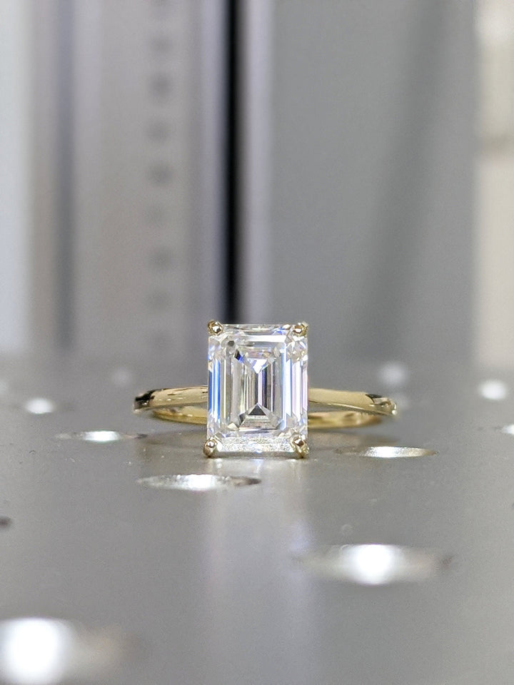 1.0CT Emerald Cut Solitaire Lab Grown Diamond Engagement Ring Minimalist Diamond Wedding Ring