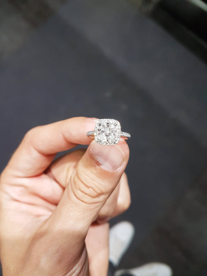 2.0CT Cushion Cut Halo Lab Grown Pave Diamond Engagement Ring For Women