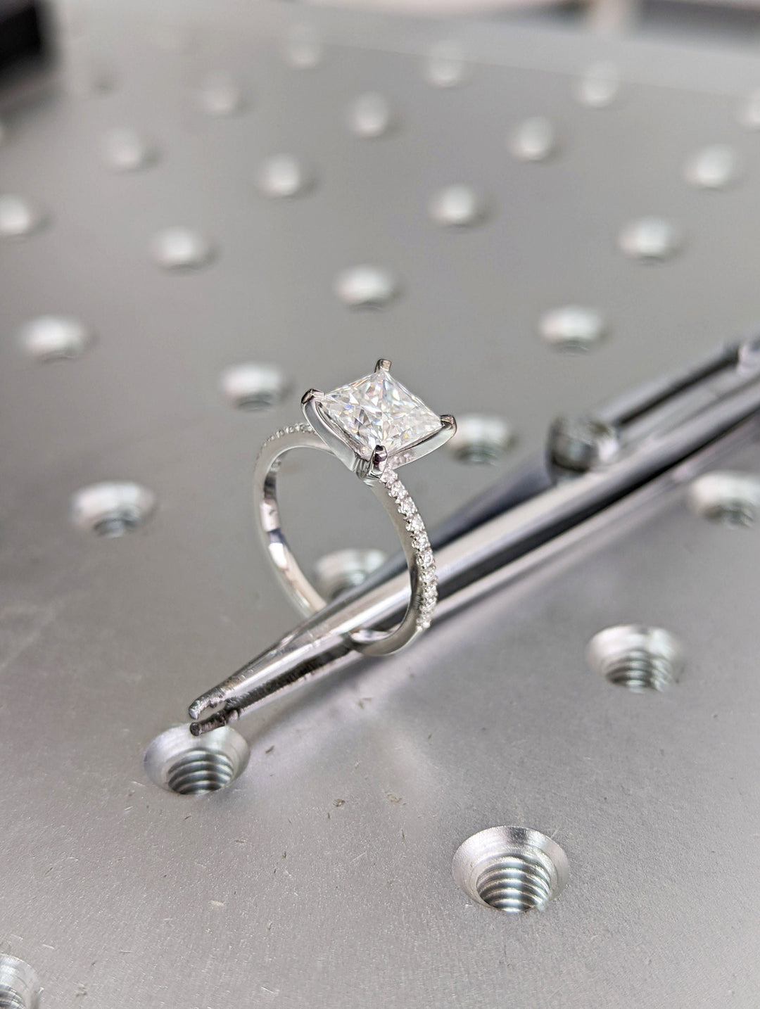 1.50CT Princess Cut Pave Diamond Lab Grown Engagement Ring For Women