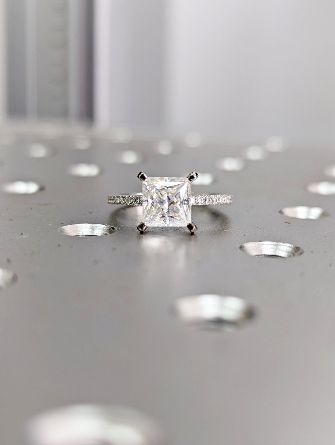 1.50CT Princess Cut Pave Lab Grown Diamond Engagement Ring For Her