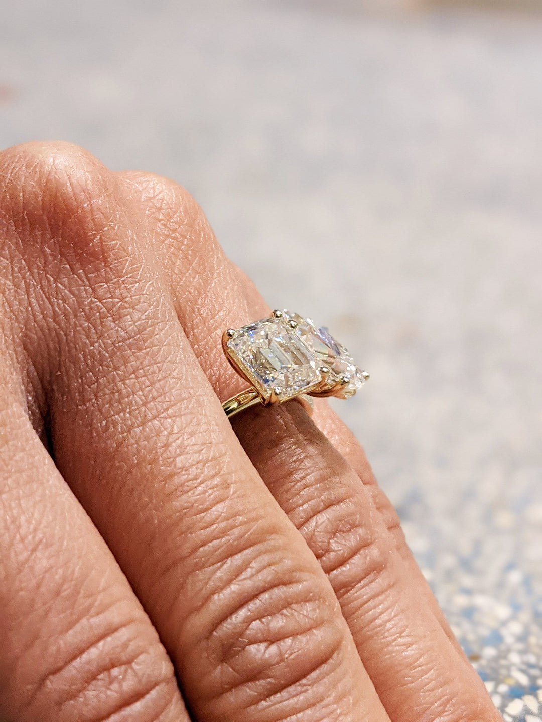 1.50CT Pear & Emerald Cut Double Stone Lab Grown Diamond Engagement Ring For Her