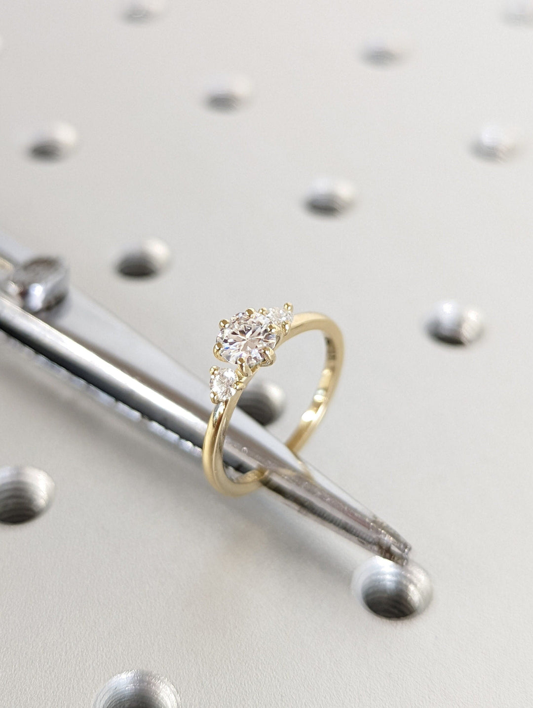 0.5CT Round Cut 3 Stone Lab Grown Diamond Engagement Ring For Women