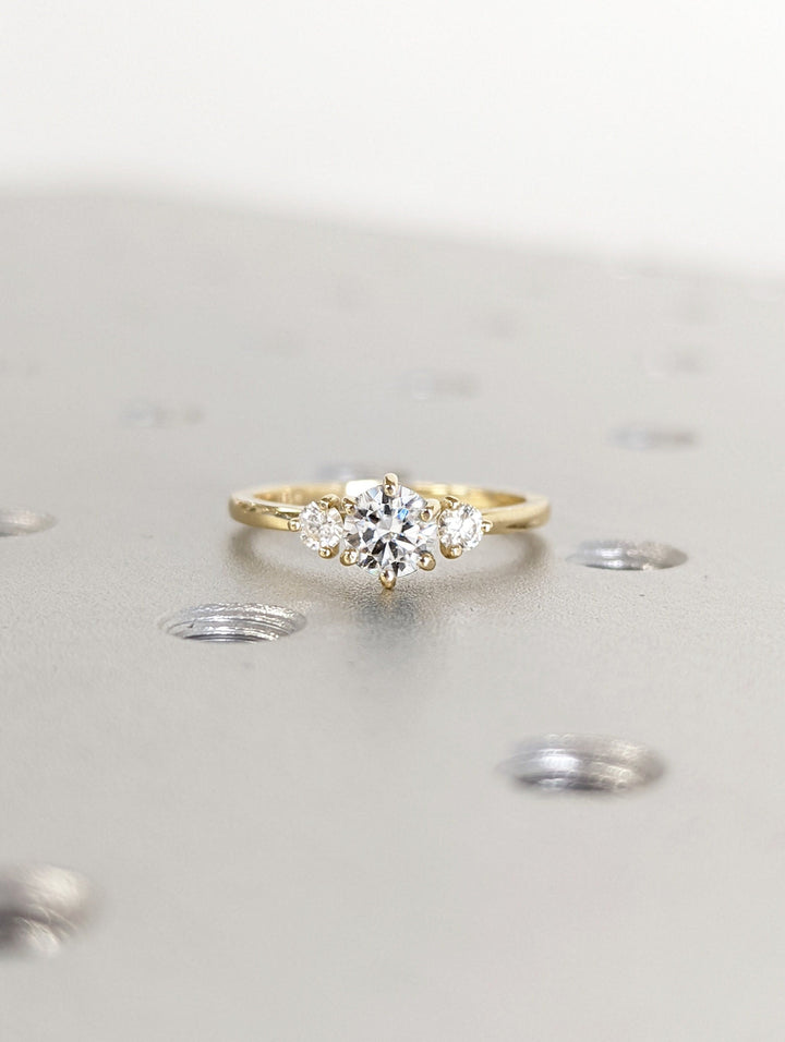 0.5CT Round Cut 3 Stone Lab Grown Diamond Engagement Ring For Women