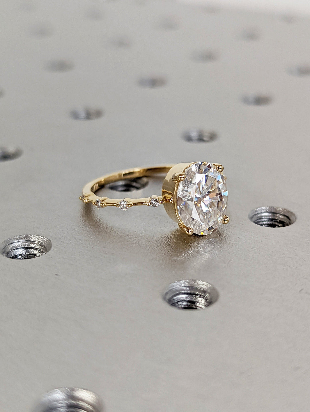 2.50CT Oval Lab Grown Petite Pave Diamond Engagement Ring For Her