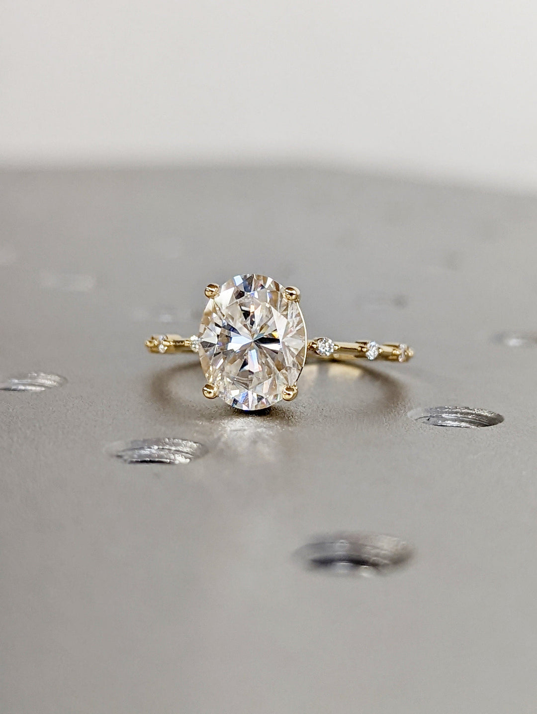 2.50CT Oval Lab Grown Petite Pave Diamond Engagement Ring For Her