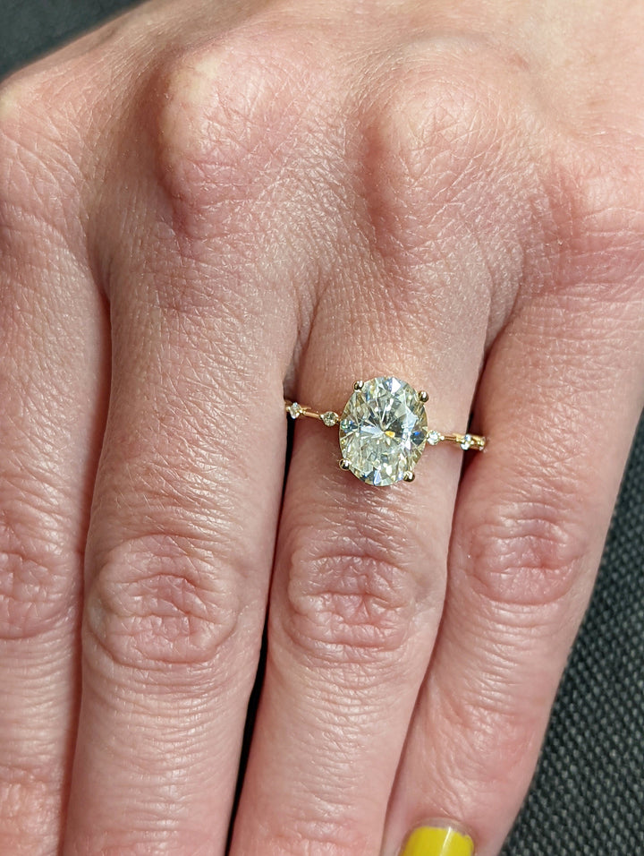 2.50CT Oval Lab Grown Petite Pave Diamond Engagement Ring For Her