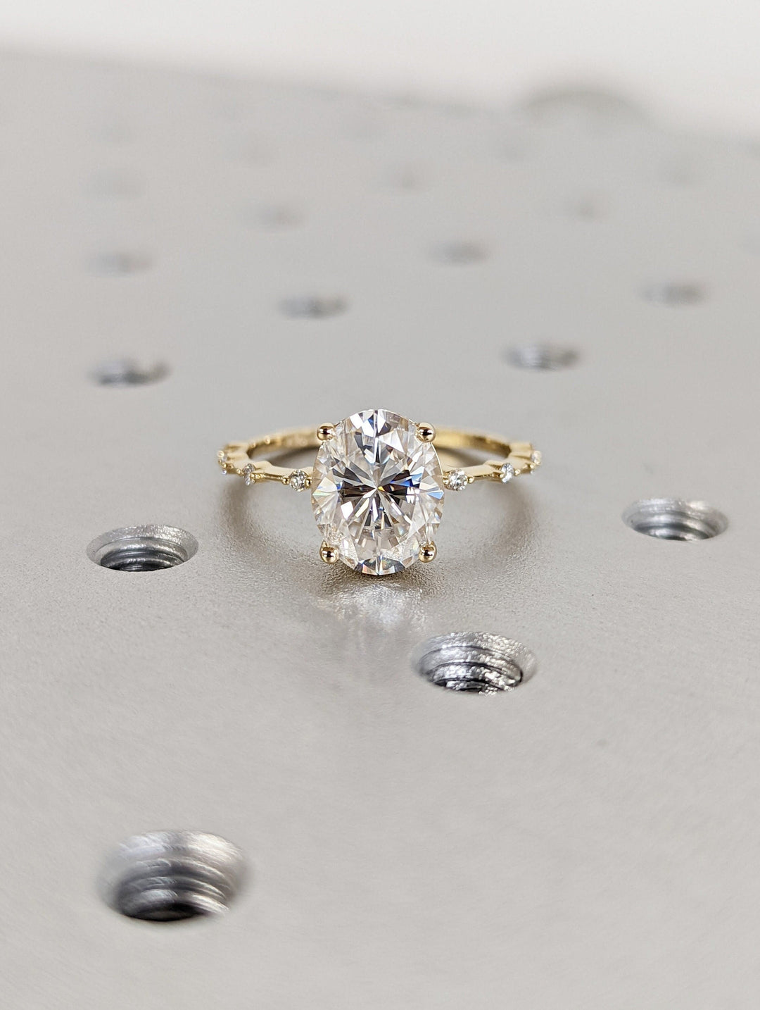 2.50CT Oval Lab Grown Petite Pave Diamond Engagement Ring For Her