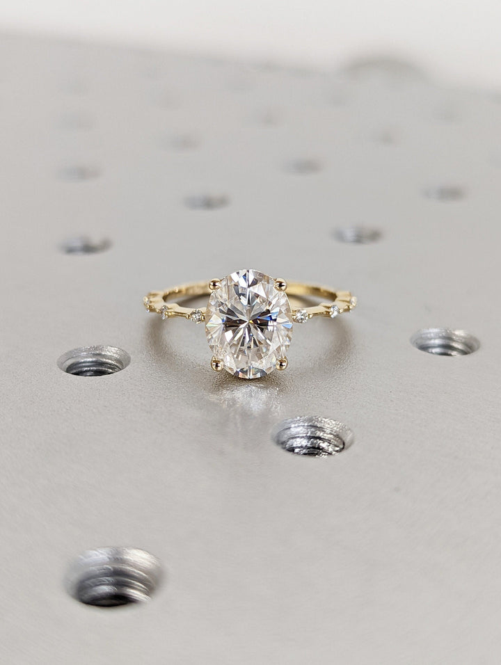 2.50CT Oval Lab Grown Petite Pave Diamond Engagement Ring For Her