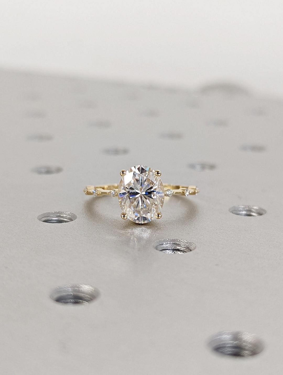 2.50CT Oval Lab Grown Petite Pave Diamond Engagement Ring For Her