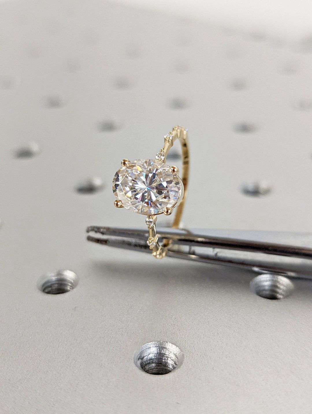 2.50CT Oval Lab Grown Petite Pave Diamond Engagement Ring For Her
