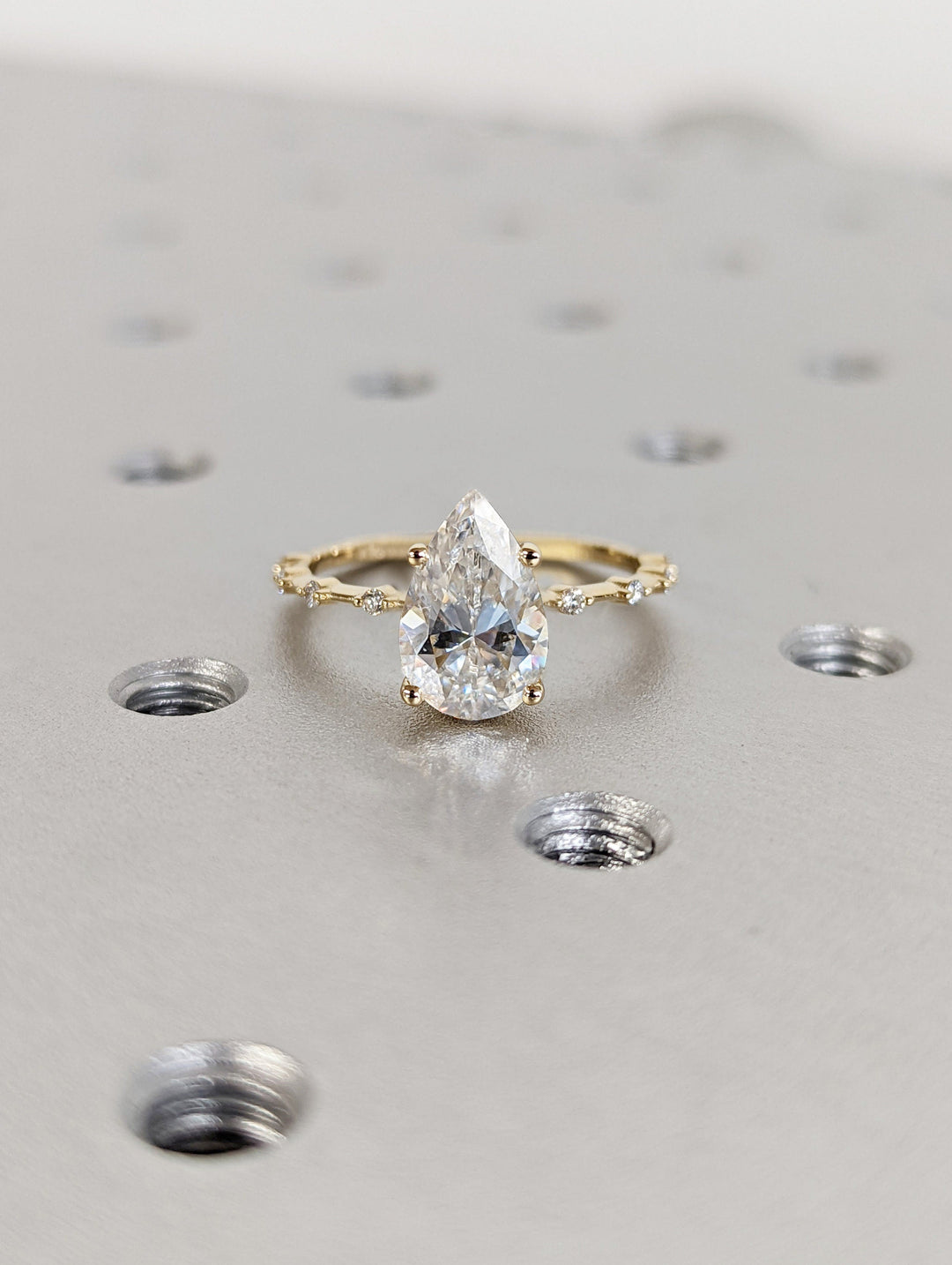 2.0CT Pear Lab Grown Diamond Petite Pave Engagement Ring For Women