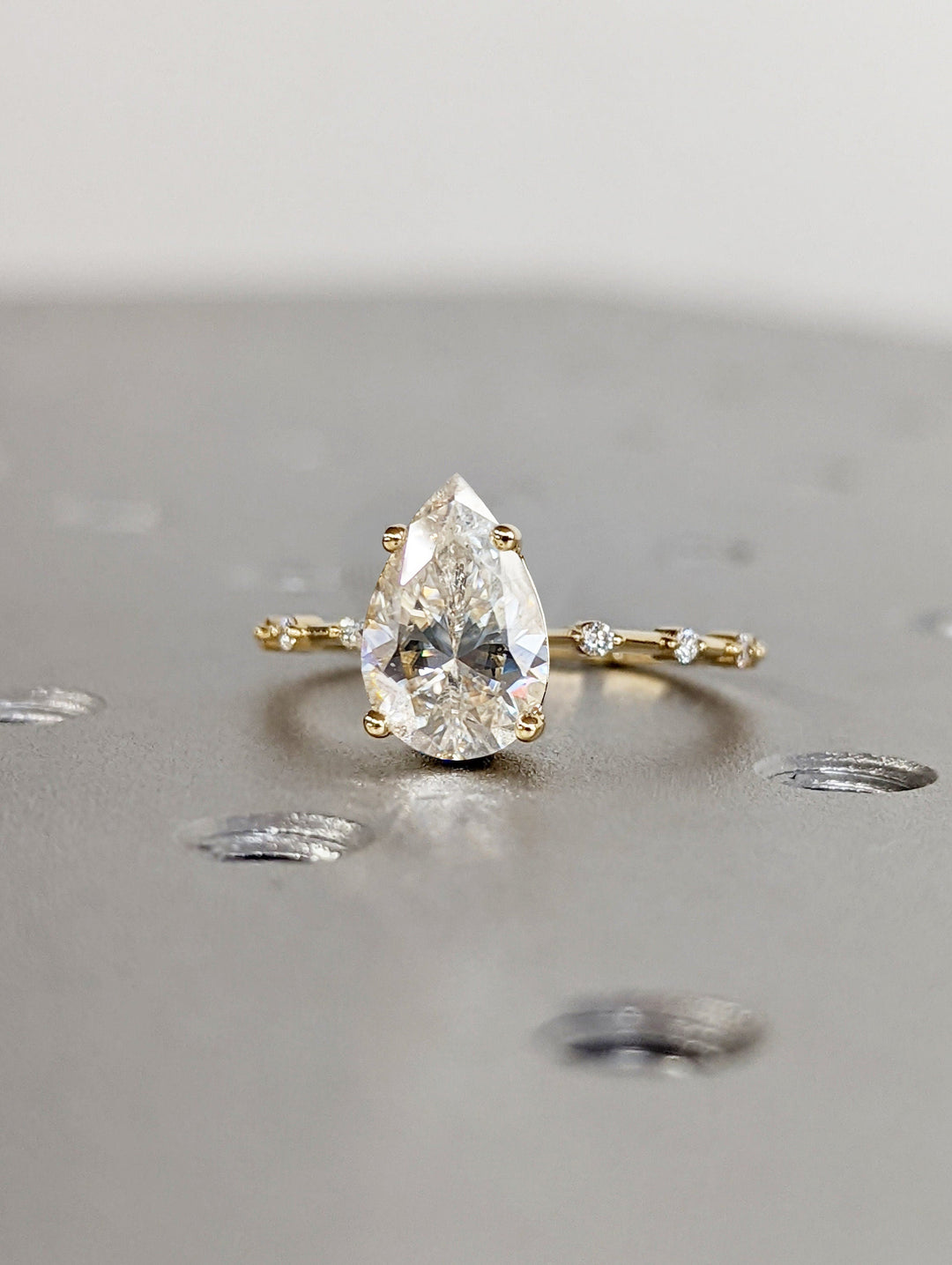 2.0CT Pear Lab Grown Diamond Petite Pave Engagement Ring For Women