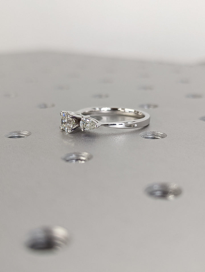 0.50CT Round Cut 3 Stone Lab Grown Diamond Engagement Ring For Women