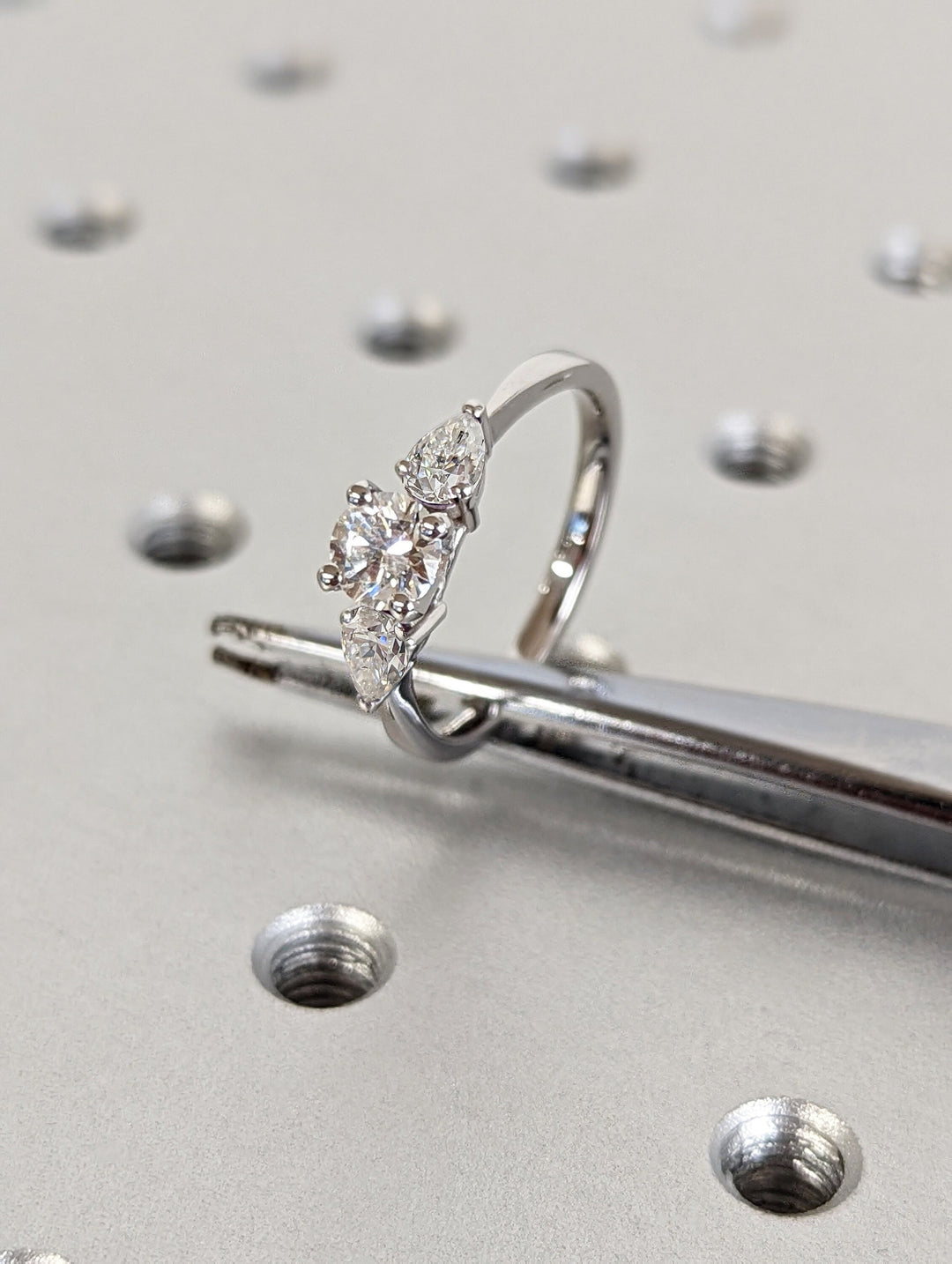 0.50CT Round Cut 3 Stone Lab Grown Diamond Engagement Ring For Women