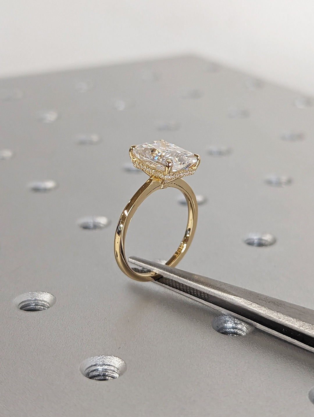 3.0CT Radiant Cut Hidden Halo Lab Grown Diamond Engagement Ring For Her