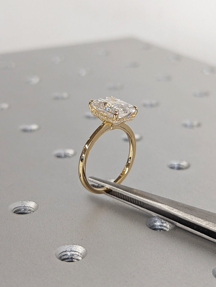 3.0CT Radiant Cut Hidden Halo Lab Grown Diamond Engagement Ring For Her