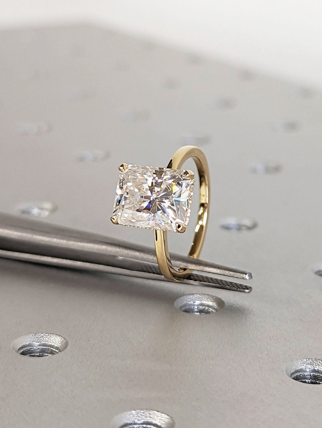 3.0CT Radiant Cut Hidden Halo Lab Grown Diamond Engagement Ring For Her