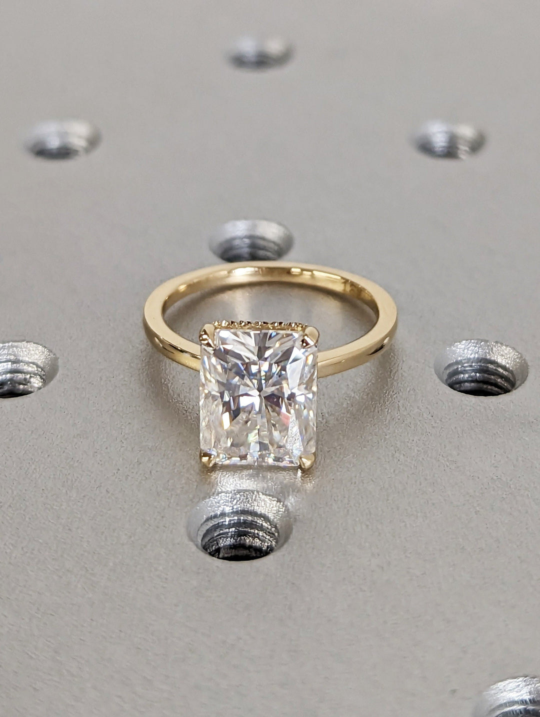 3.0CT Radiant Cut Hidden Halo Lab Grown Diamond Engagement Ring For Her