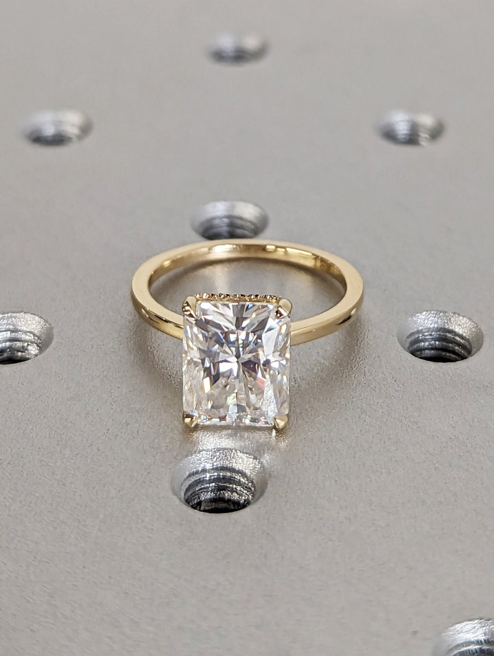 3.0CT Radiant Cut Hidden Halo Lab Grown Diamond Engagement Ring For Her