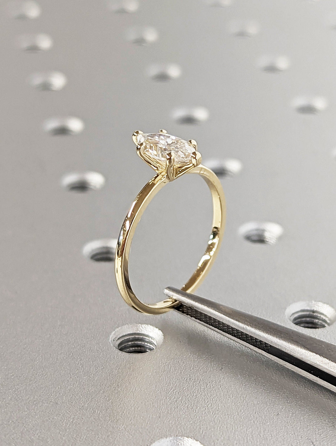 1.0CT Marquise Cut Solitaire Lab Grown Diamond Engagement Ring Minimalist Ring