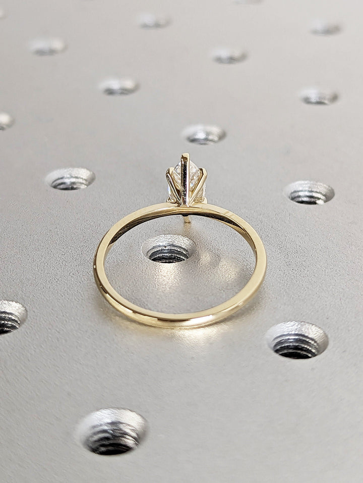 1.0CT Marquise Cut Solitaire Lab Grown Diamond Engagement Ring Minimalist Ring
