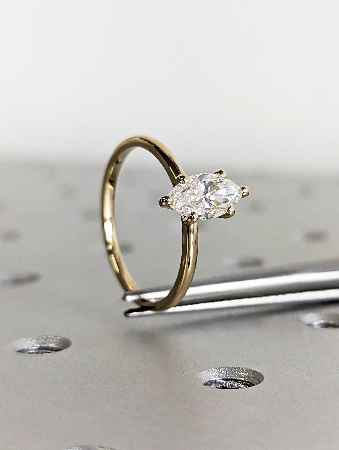 1.0CT Marquise Cut Solitaire Lab Grown Diamond Engagement Ring Minimalist Ring