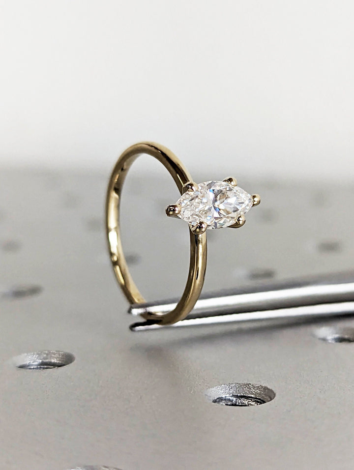 1.0CT Marquise Cut Solitaire Lab Grown Diamond Engagement Ring Minimalist Ring