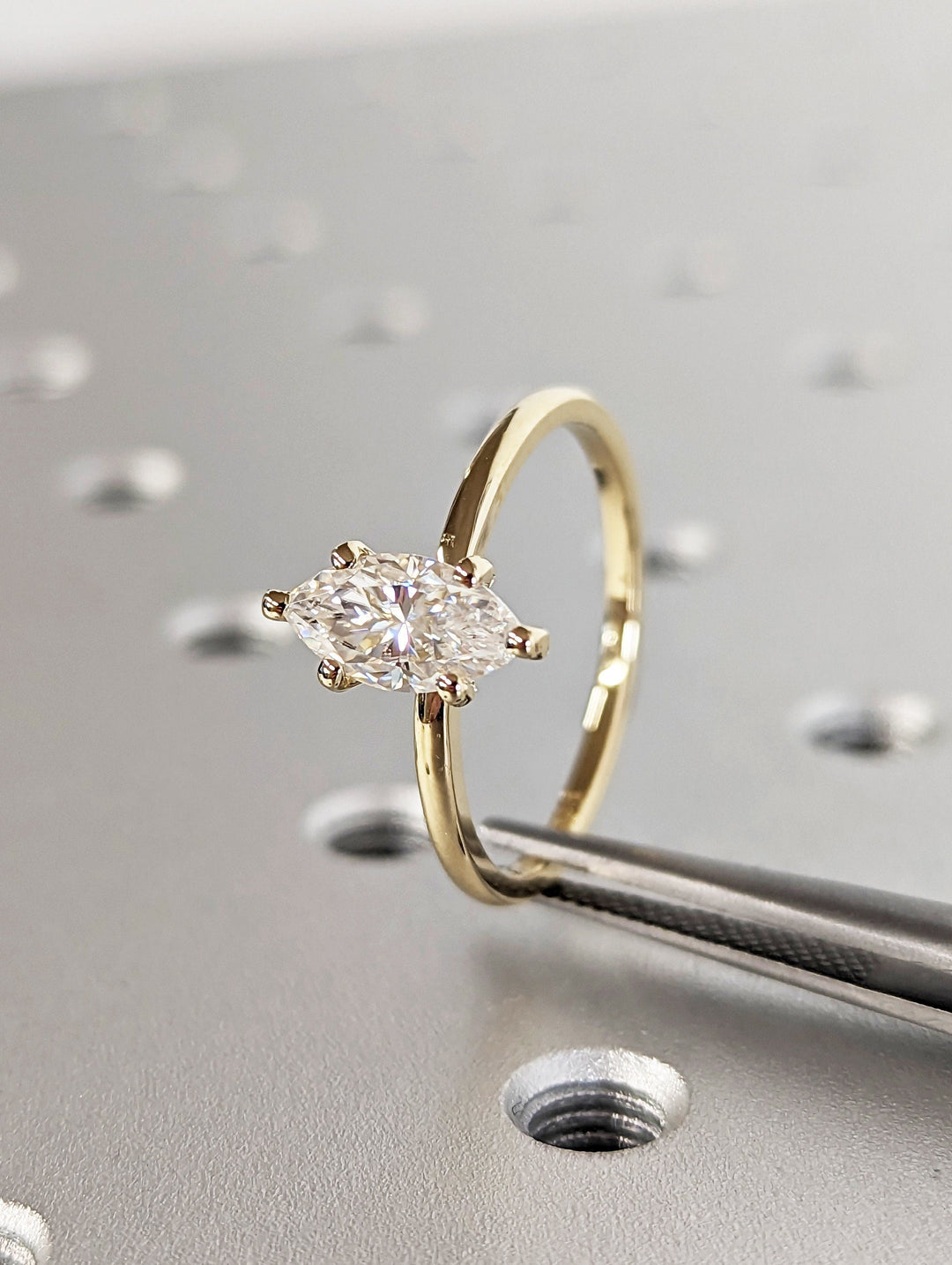 1.0CT Marquise Cut Solitaire Lab Grown Diamond Engagement Ring Minimalist Ring