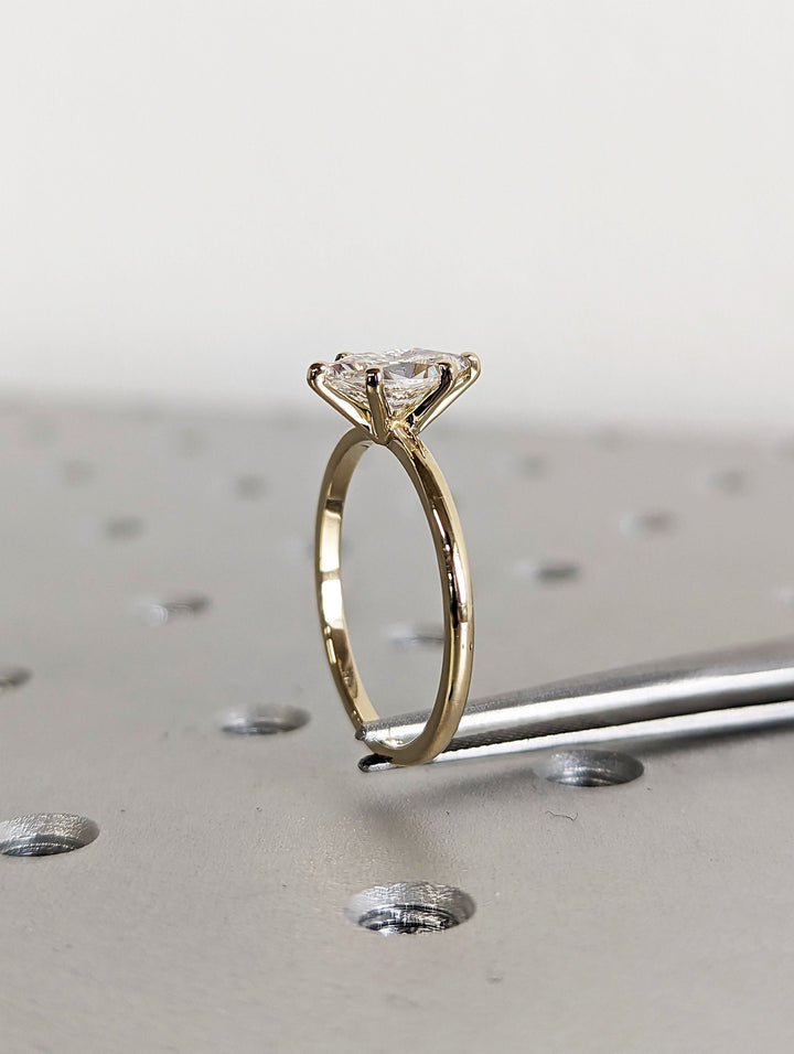 1.0CT Marquise Cut Solitaire Lab Grown Diamond Engagement Ring Minimalist Ring