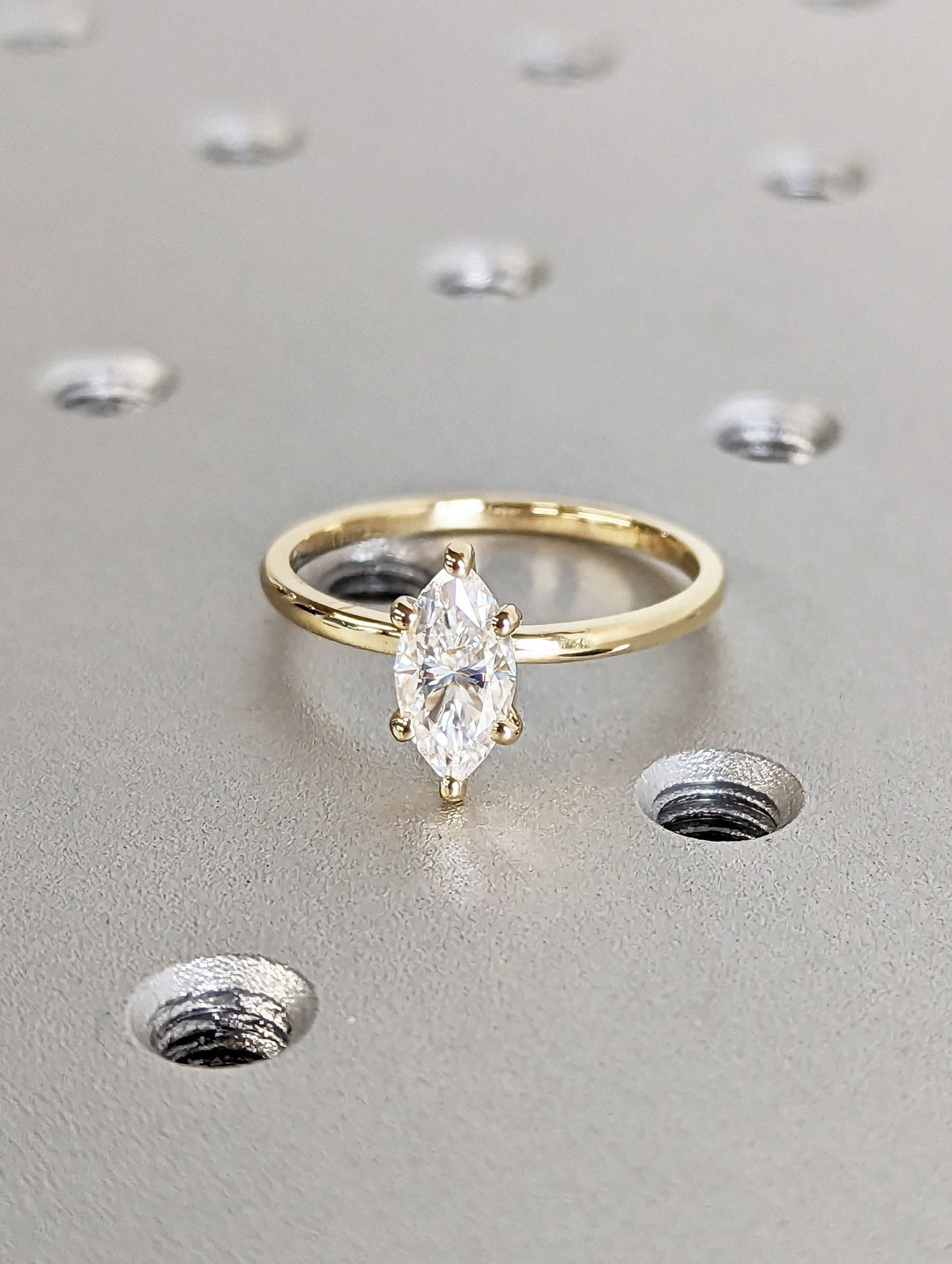 1.0CT Marquise Cut Solitaire Lab Grown Diamond Engagement Ring Minimalist Ring