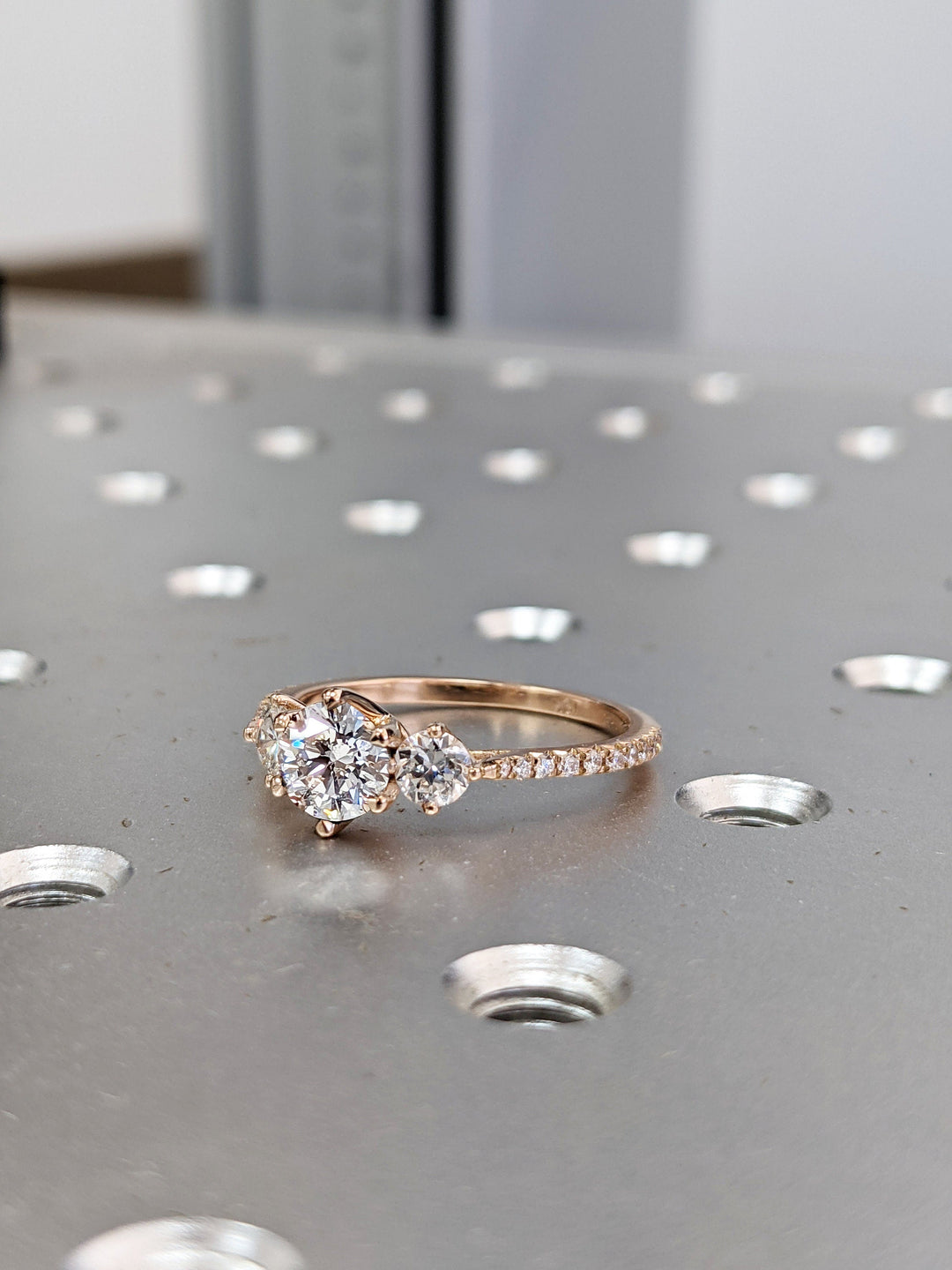 1.0CT Round Cut 3 Stone CVD Diamond Engagement Ring Minimalist Engagement Ring