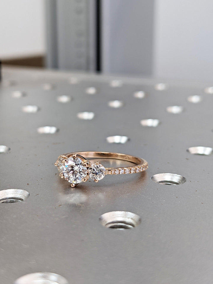 1.0CT Round Cut 3 Stone CVD Diamond Engagement Ring Minimalist Engagement Ring