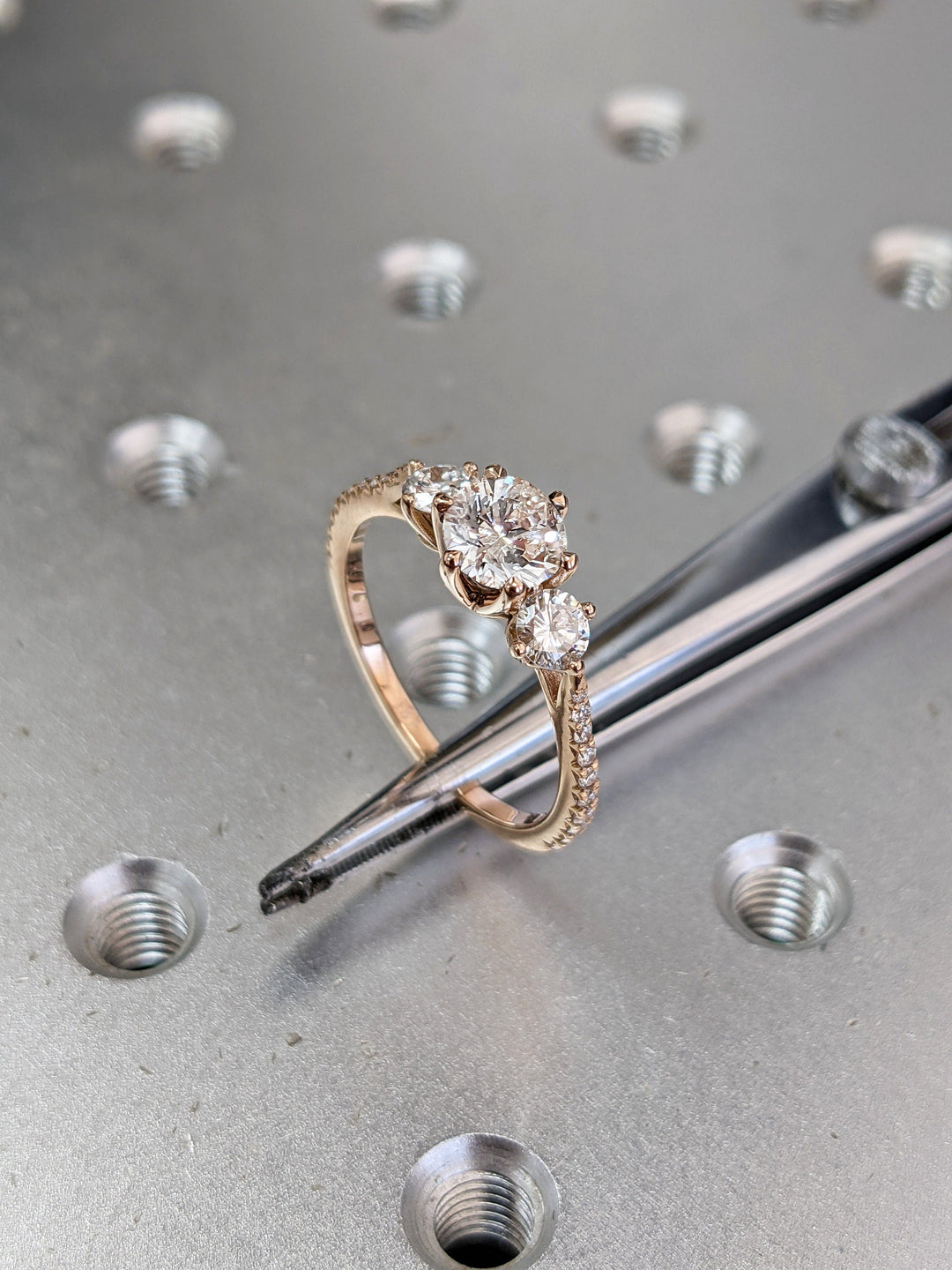1.0CT Round Cut 3 Stone CVD Diamond Engagement Ring Minimalist Engagement Ring