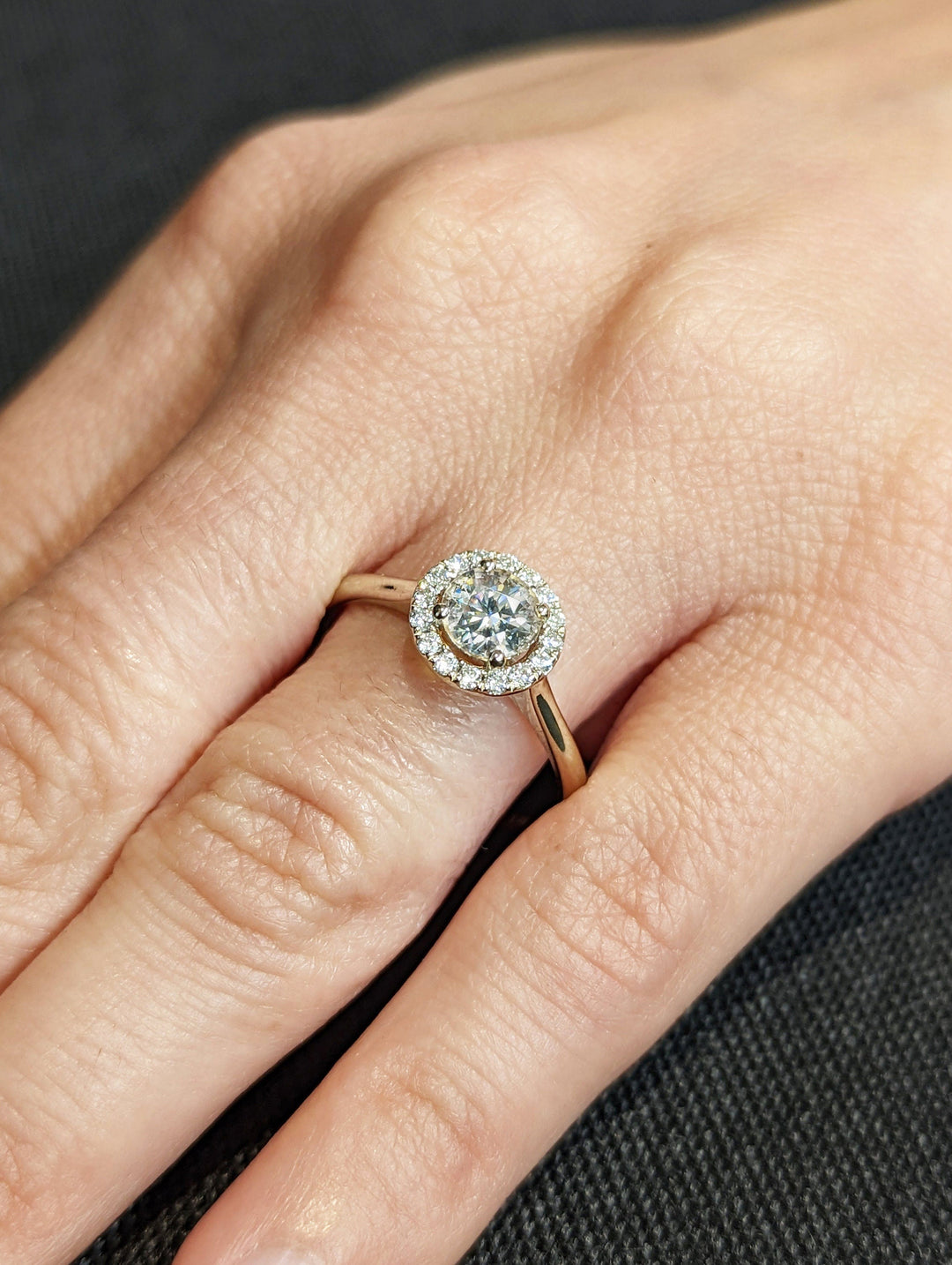 1.0CT Round Cut Halo CVD Diamond Engagement Ring Art Deco Wedding Ring For Her