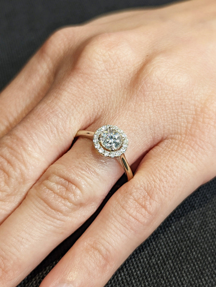 1.0CT Round Cut Halo CVD Diamond Engagement Ring Art Deco Wedding Ring For Her