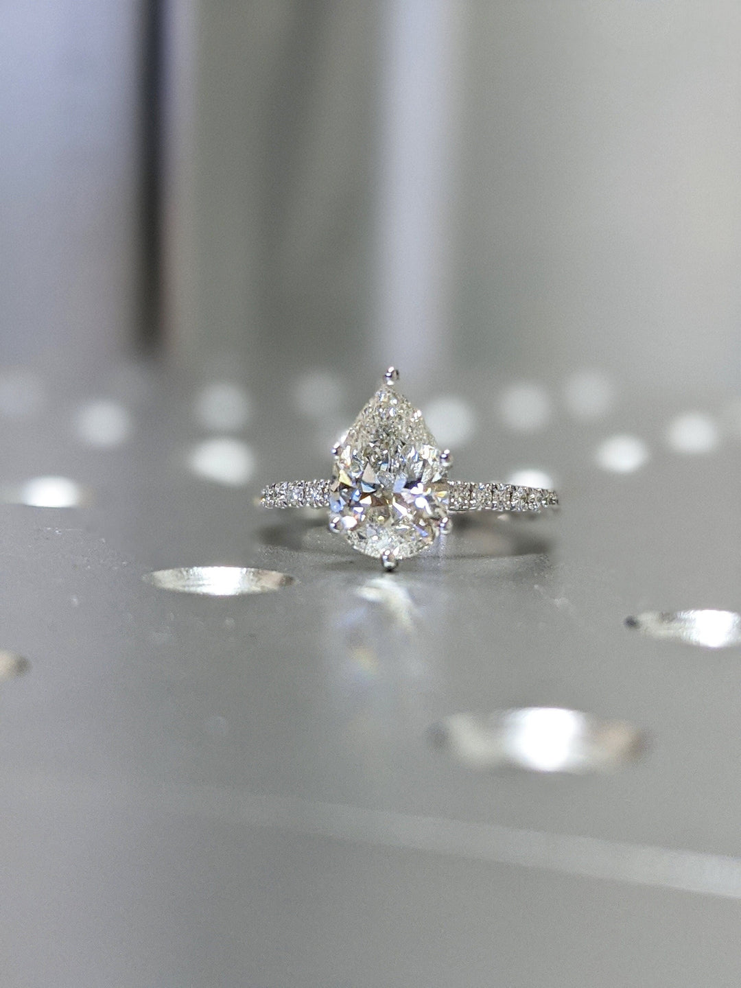 2.0CT Pear Cut Pave Lab Grown Diamond Engagement Ring Pretty Engagement Rings