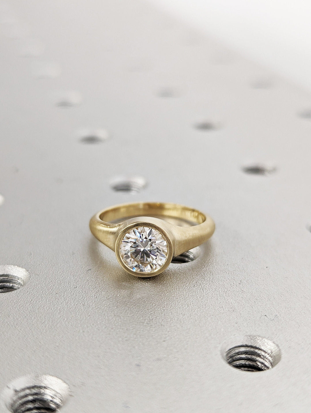 1.0CT Round Cut Bezel Set IGI Certified Lab Grown Diamond Engagement Ring For Her