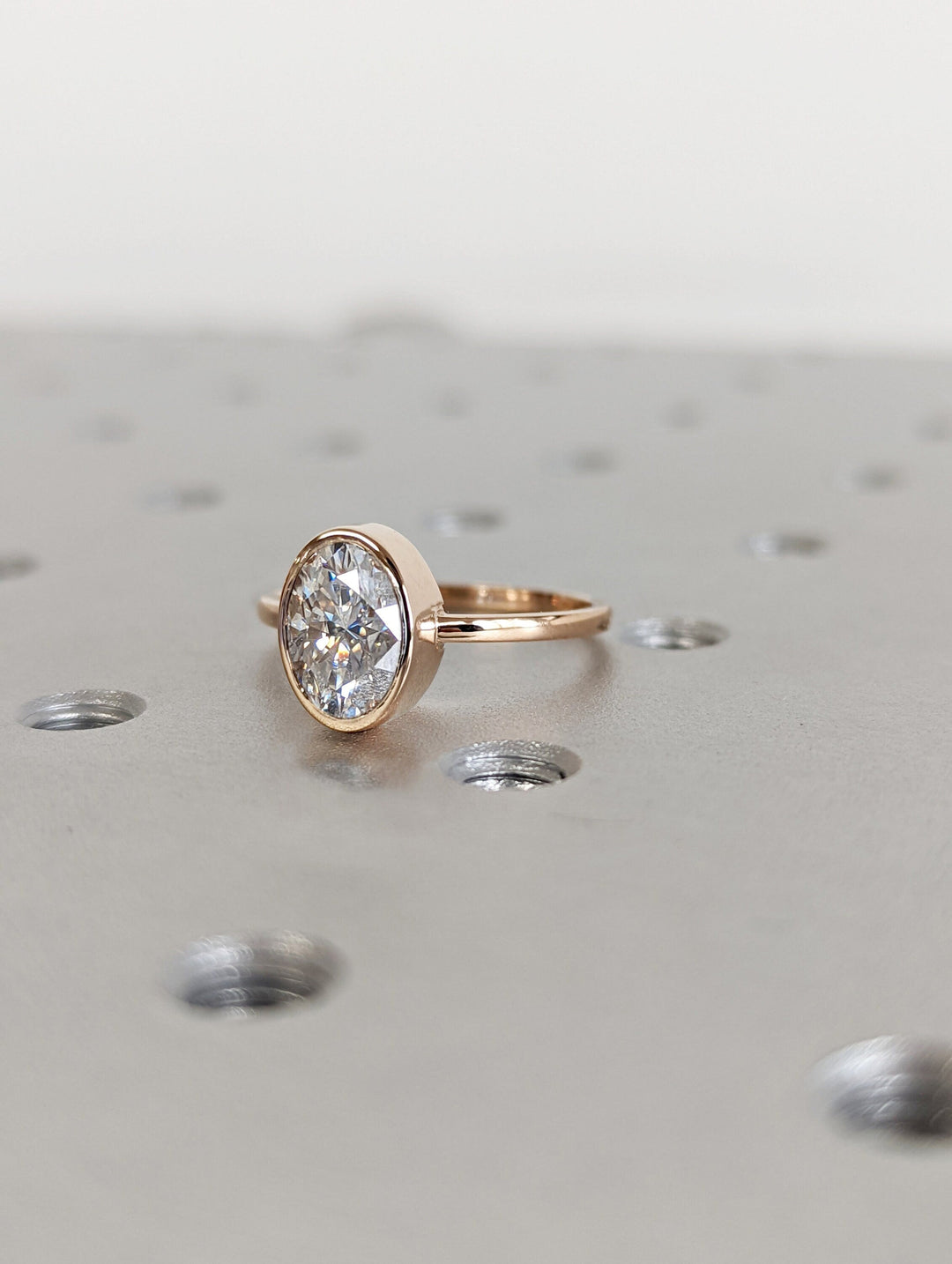 1.50CT Oval Cut Bezel Lab Grown Diamond Engagement Ring For Women