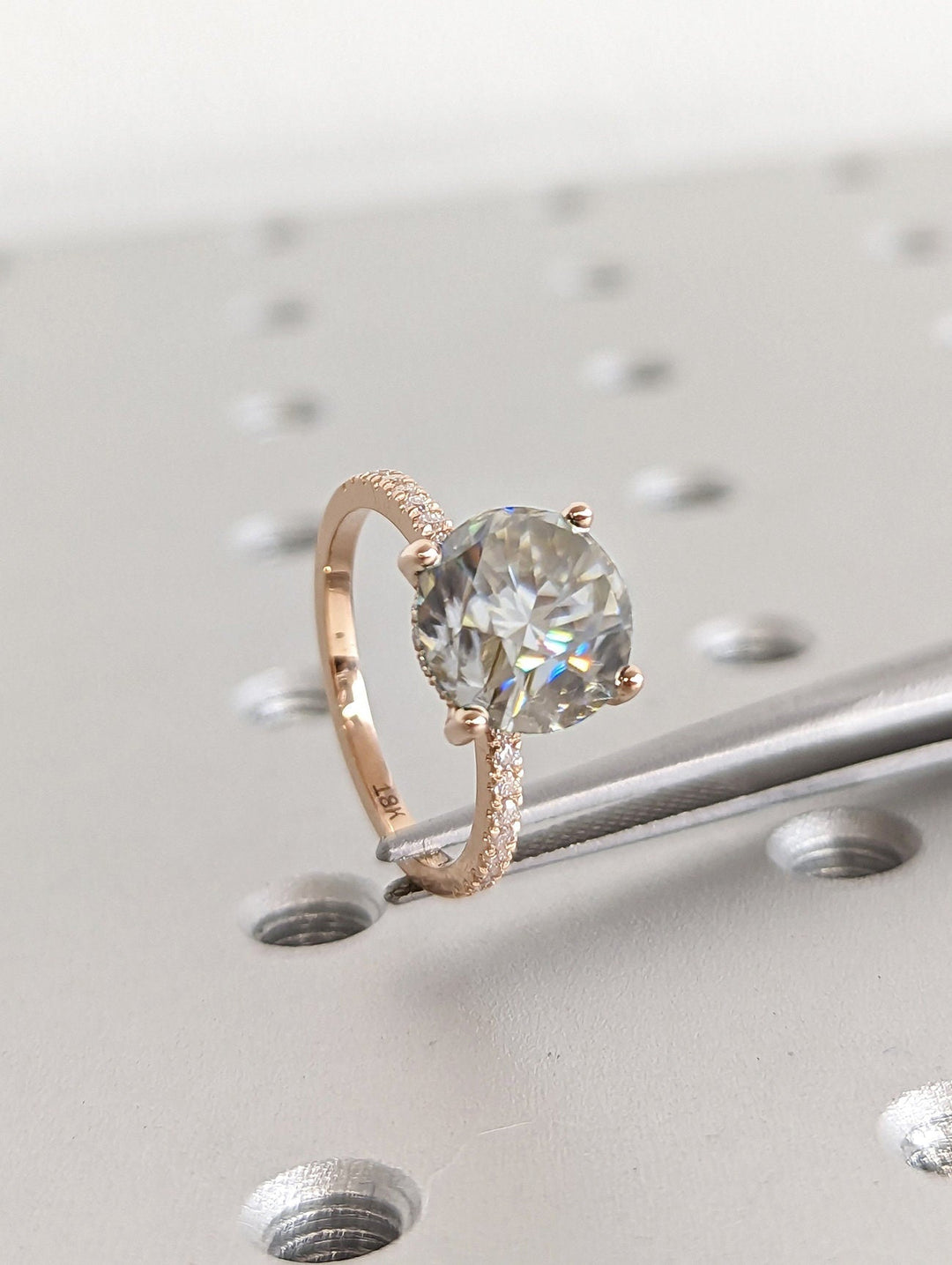 3.0CT Round Cut Hidden Halo Lab Grown Diamond Pave Engagement Ring For Women