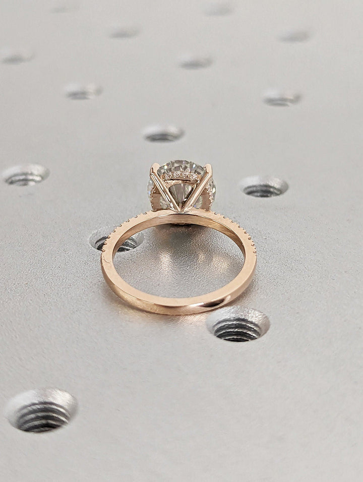3.0CT Round Cut Hidden Halo Lab Grown Diamond Pave Engagement Ring For Women