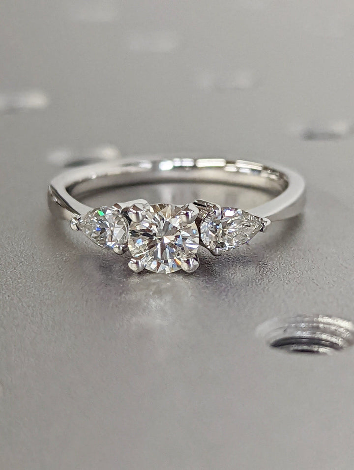 0.50CT Round Cut 3 Stone Lab Grown Diamond Engagement Ring For Women