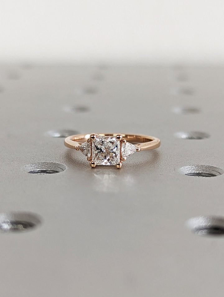 0.50CT Princess Cut Three Stone Lab Grown Diamond Engagement Ring For Her
