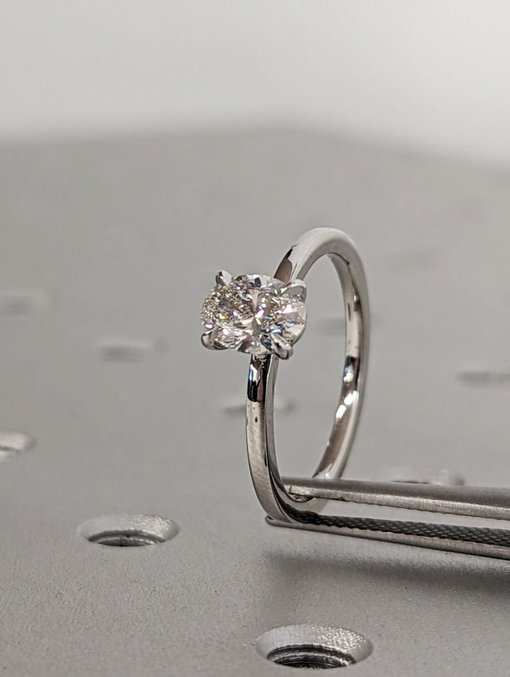 1.0CT Oval Cut Solitaire Lab Grown Diamond Engagement Ring Minimalist Wedding Ring