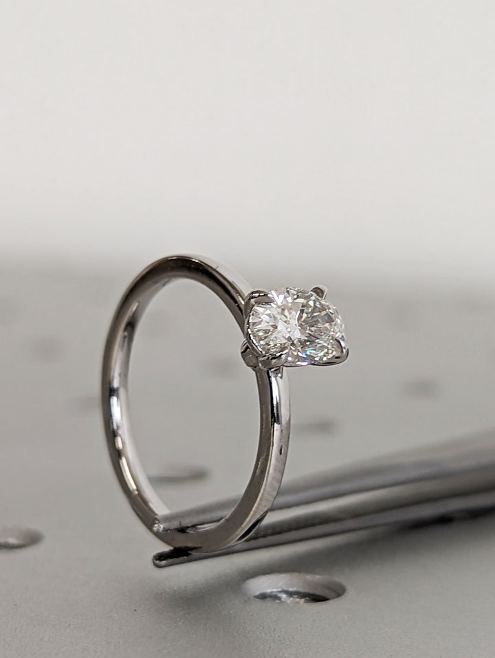 1.0CT Oval Cut Solitaire Lab Grown Diamond Engagement Ring Minimalist Wedding Ring